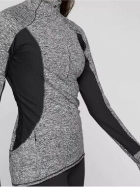 Athleta Running Wild Half Zip Pullover Gray Black Mesh Athletic Top M